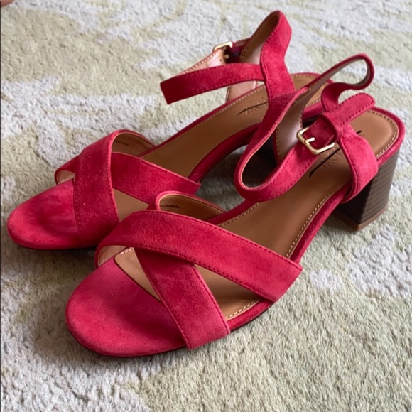 Jcrew Suede Low Blockheel Sandals Ak27 